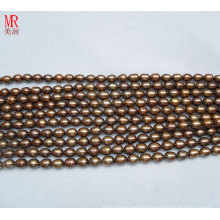 7-8mm Rice Shape Chocolate Color Freshwater Pearl Strand (ES187)